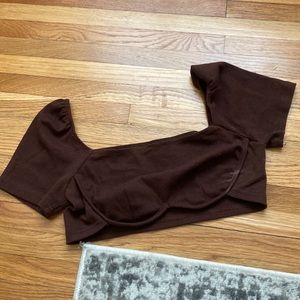Brown mini crop top